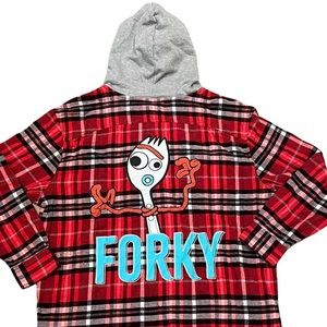 Disney x Pixar Toy Story 3 Forky front & back print Zip Up Flannel Hoodie Small